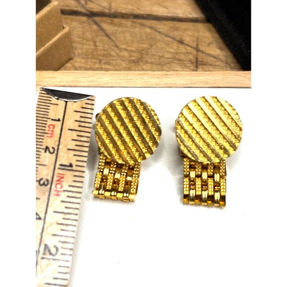 Vintage Dante Gold-Tone Cufflinks With Textured Round Design & Box - Picture 6 of 7